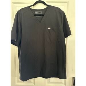 Figs Men's Black Graphite Chisec V-Neck Scrub Top Size XL